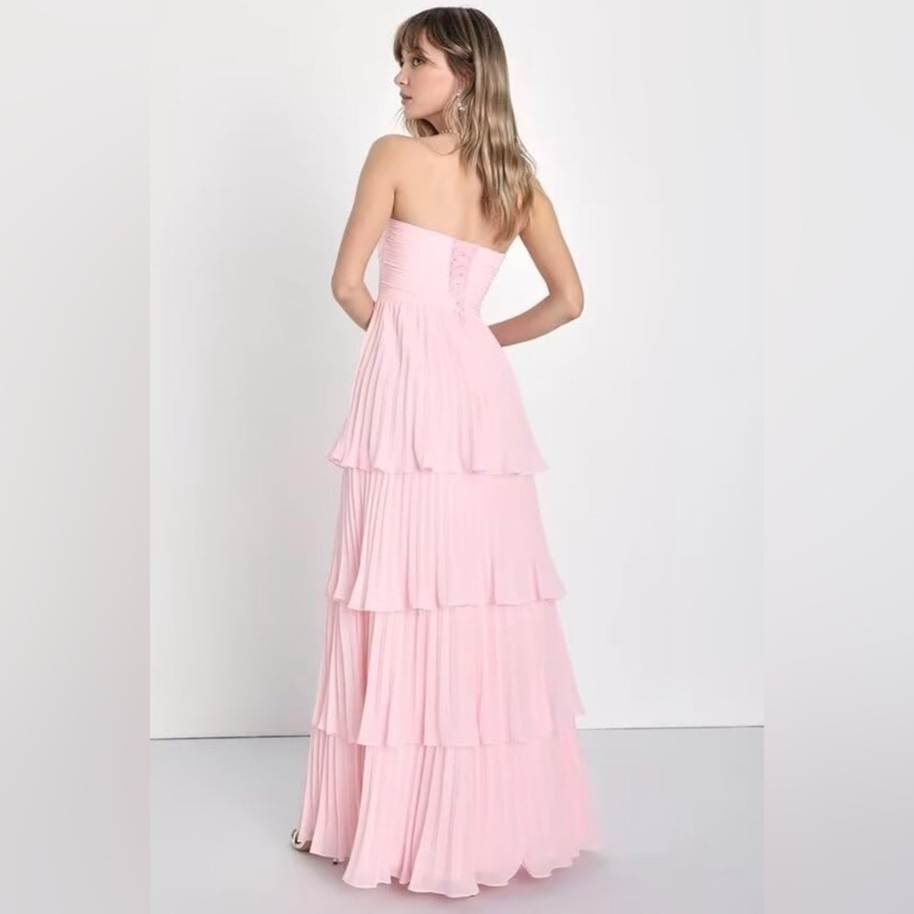 NWOT Chiffon Sweetheart Bridesmaid Dresses Tiered Dresses A-Line Long Formal - Picture 3 of 7